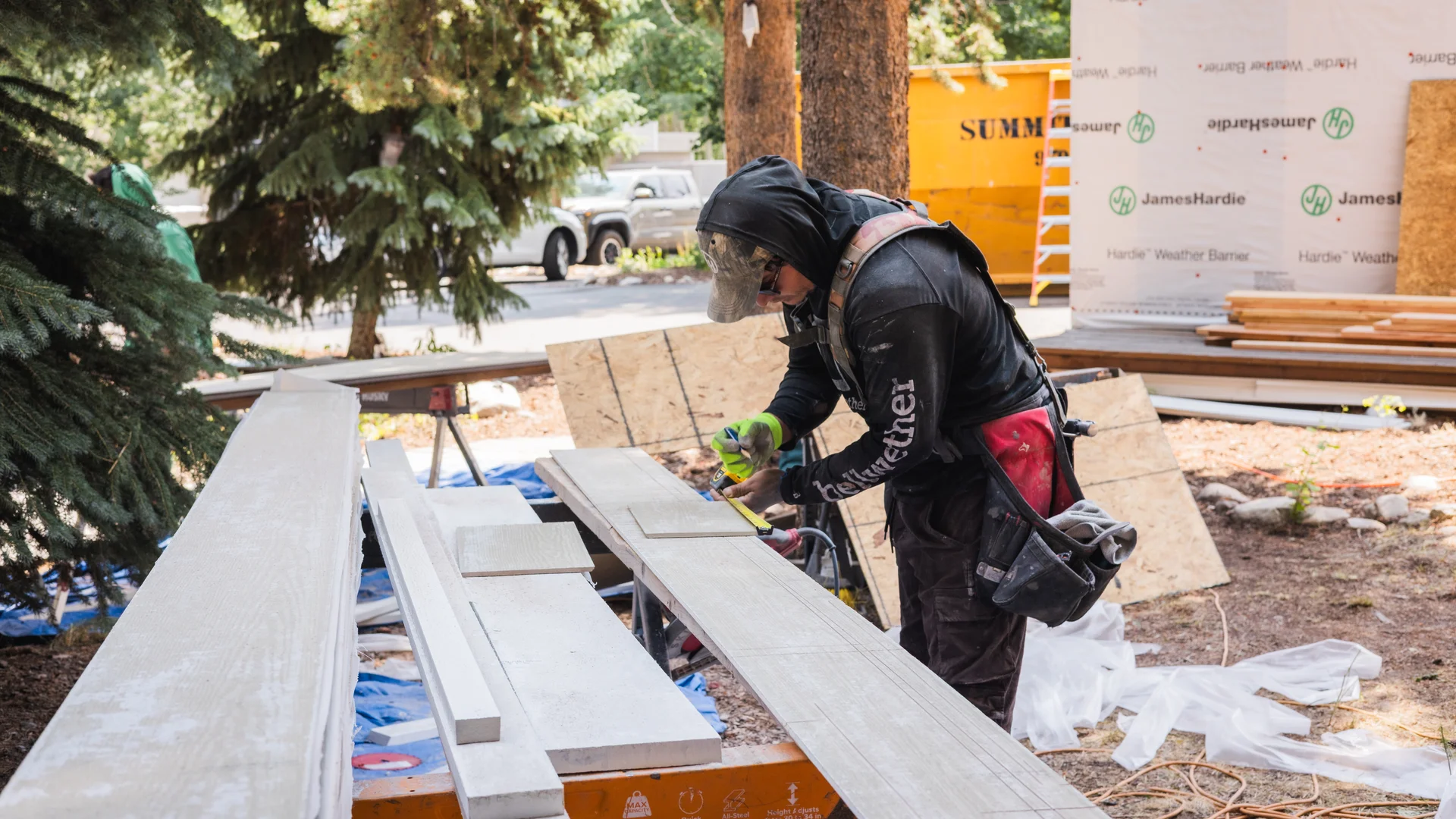 HOA board member communicating with residents about construction progress
